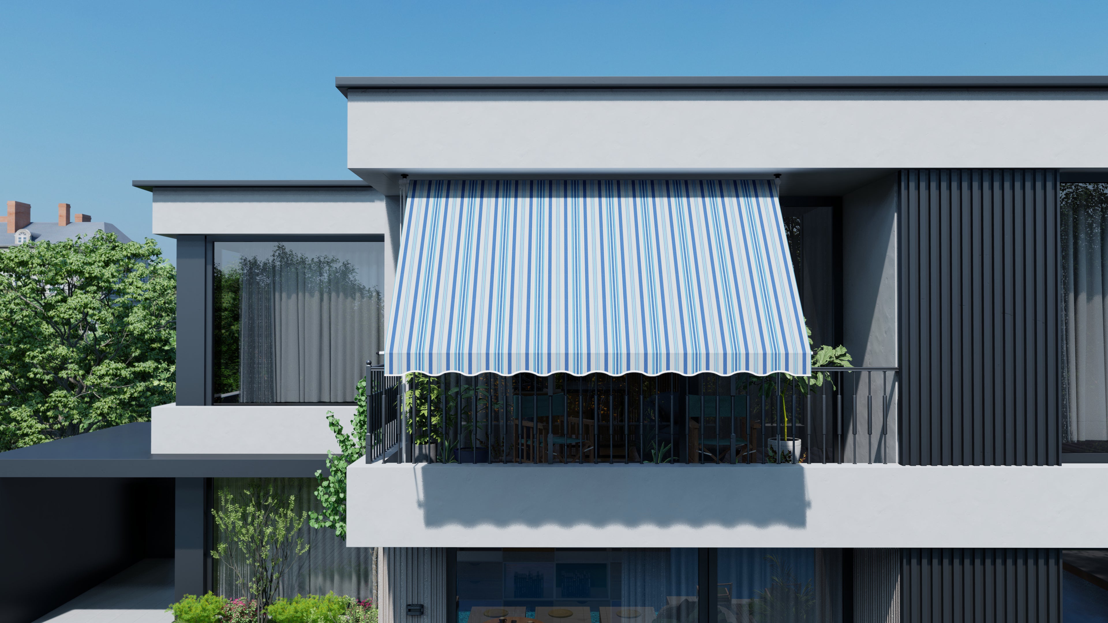 Klemmmarkise Balkon 2,5x1,5m Weiß ohne Bohren