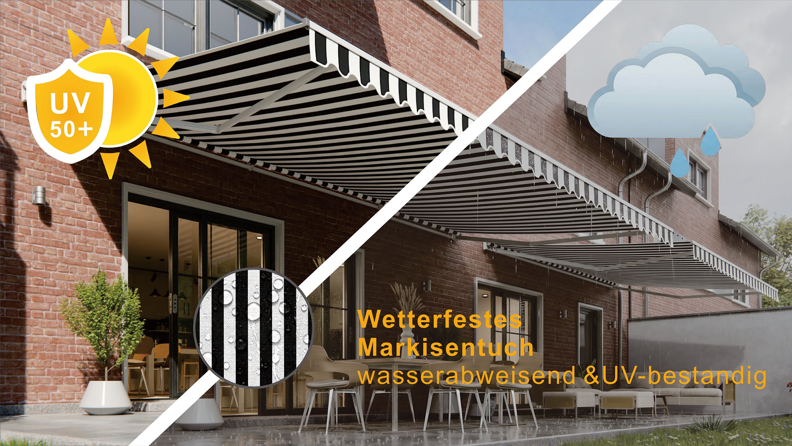 verano markisen Elektrische Halbkassettenmarkise Weiß LED & Motor