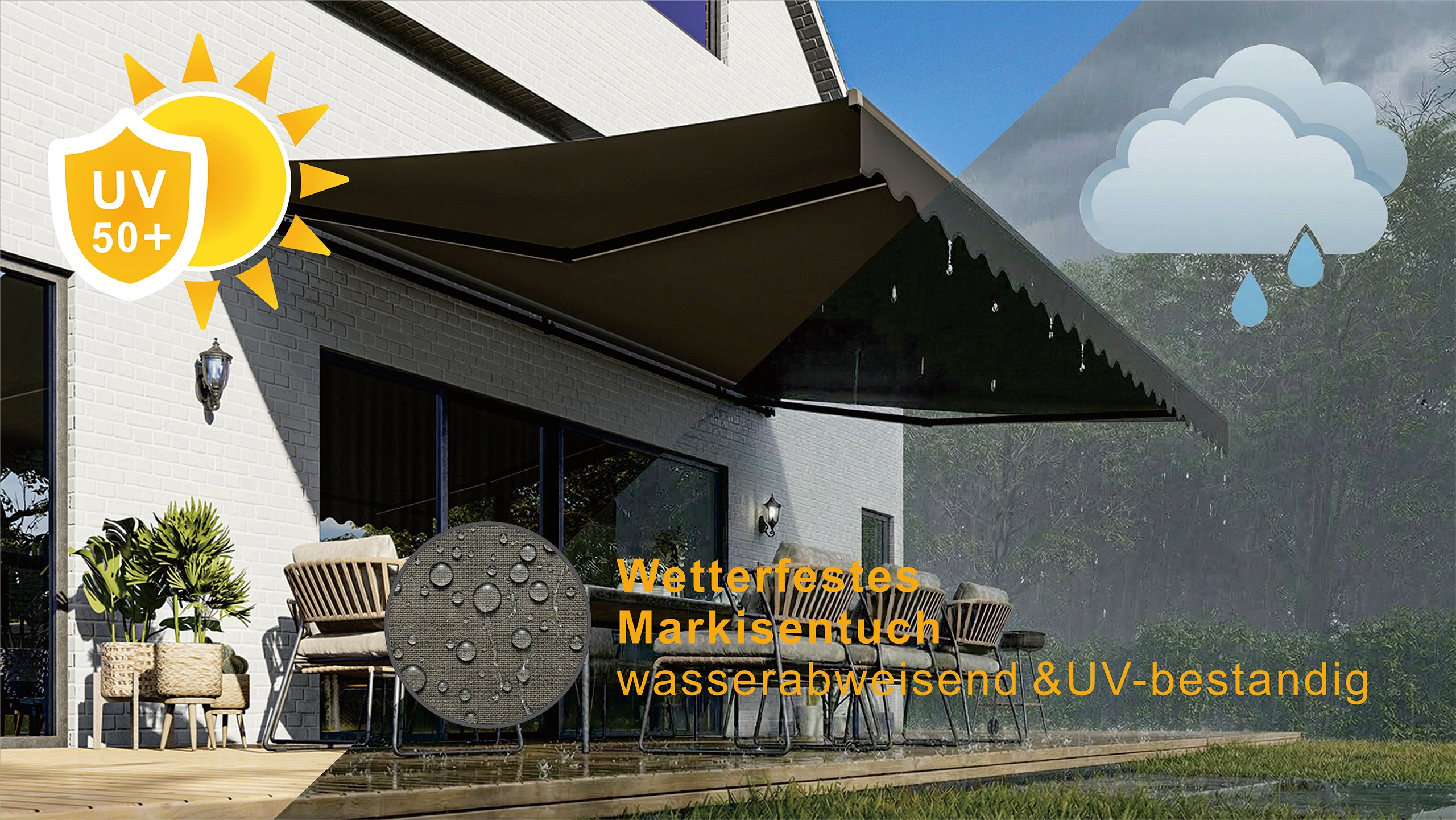 semina life markise preis Elektrische Halbkassettenmarkise Anthrazit LED & Motor