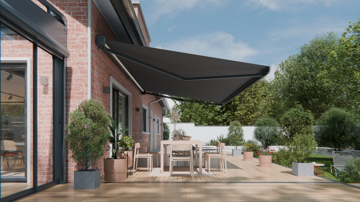 vollkassetten markise 4m breit Elektrische Vollkassettenmarkise Anthrazit 4x3m LED & Motor