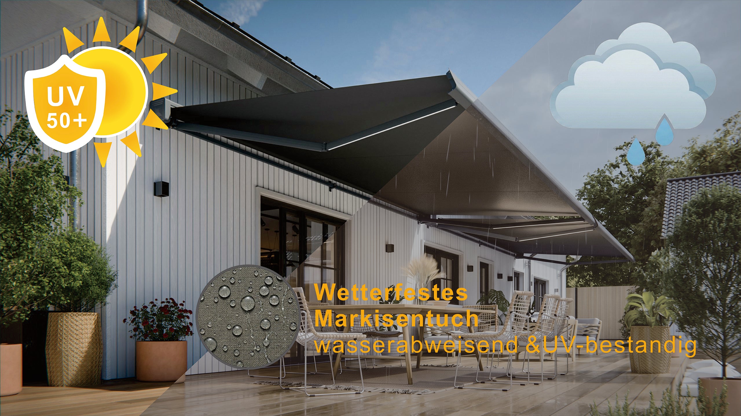 weinor markise windwiderstandsklasse Vollkassettenmarkise Dunkelgrau | Motor & LED