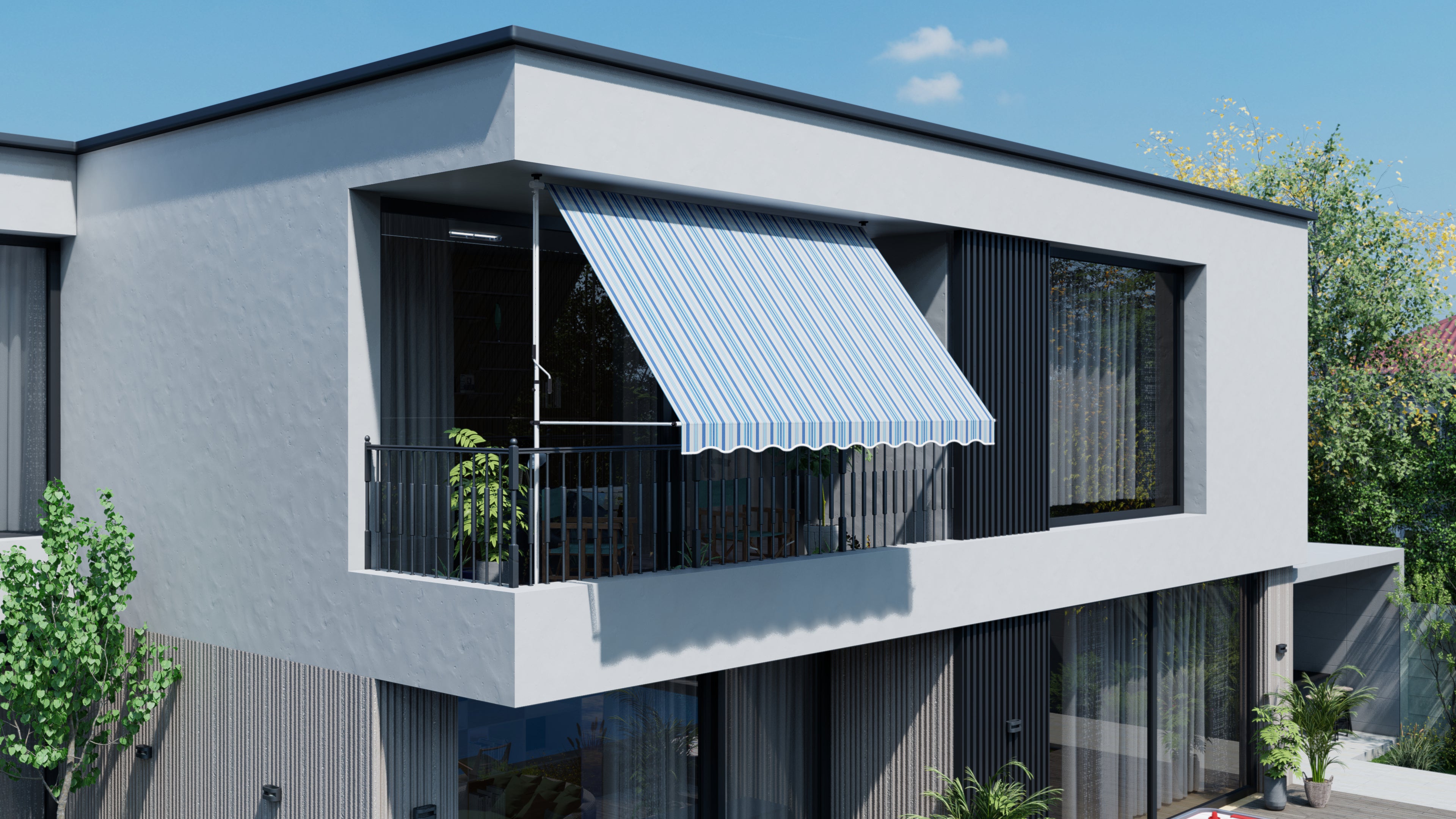 klemm markise weiß Klemmmarkise Balkon 2,5x1,5m Weiß ohne Bohren